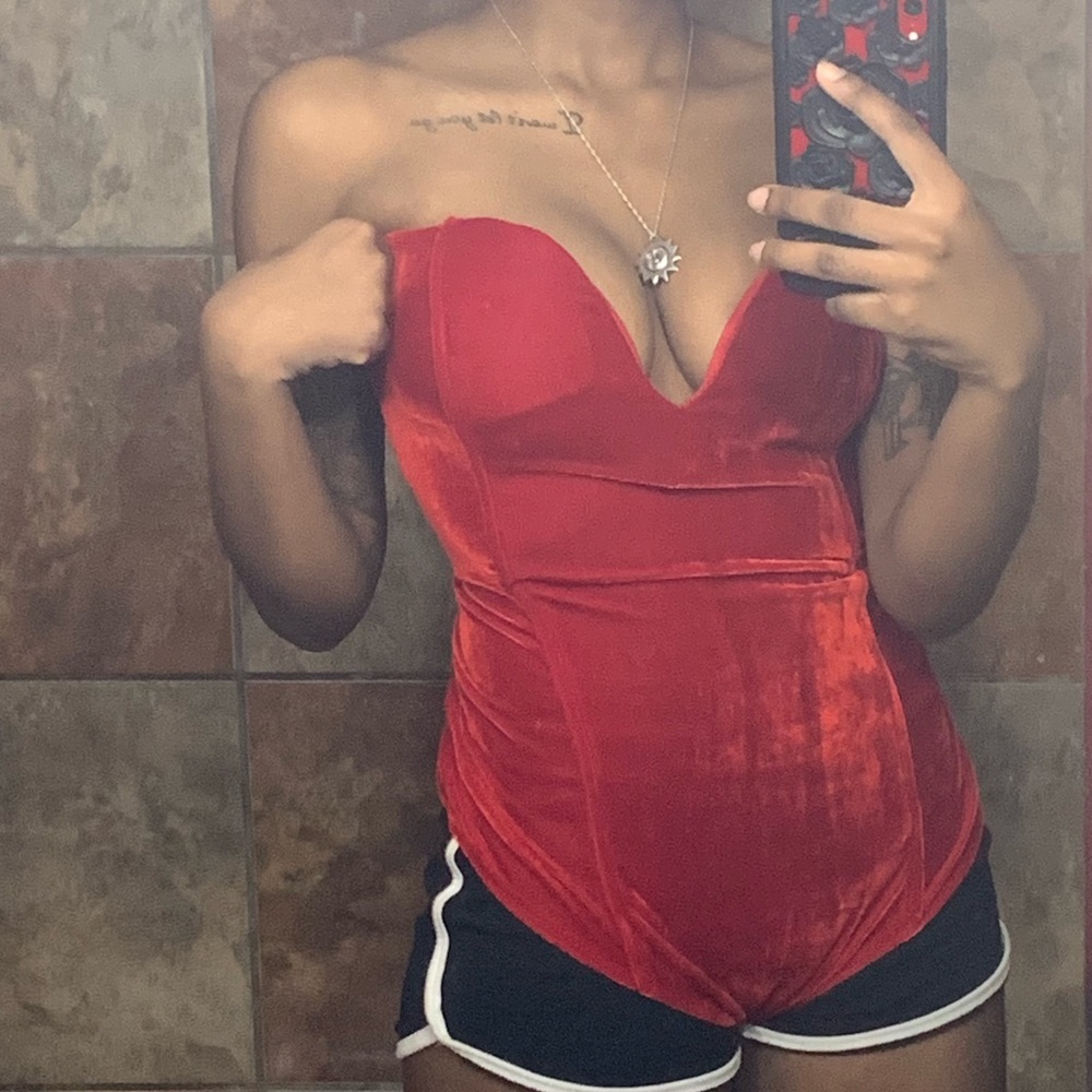 Red Velvet Bodysuit - Picture 2 of 4